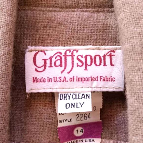 Vintage Graffsport Open Wool Blend Overcoat Tan Small Medium Jacket Vtg - Picture 9 of 9
